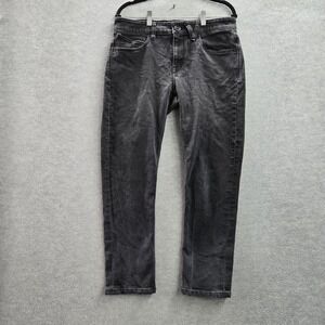 Volcom‎ Men Jeans 32 Black Denim Embroidered Activewear Logo 26" Inseam